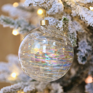 Ribbed Iridescent Glass Ball Ornament - ironyhome