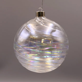 Ribbed Iridescent Glass Ball Ornament - ironyhome