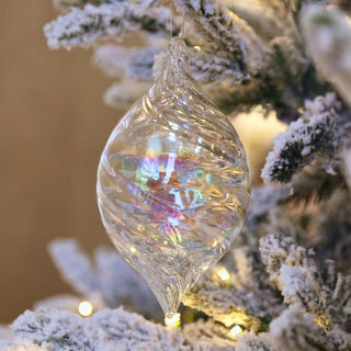 Ribbed Iridescent Glass Finial Ornament - ironyhome