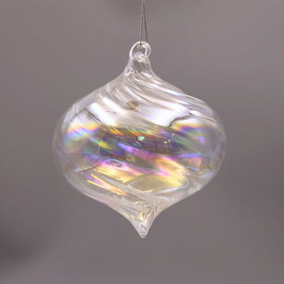 Ribbed Iridescent Onion Finial Ornament - ironyhome