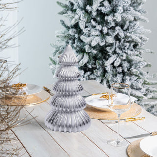Ribbed Patterned Glass Christmas Tree Tabletop - ironyhome