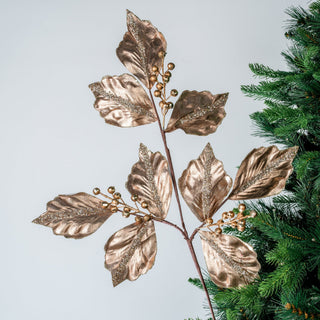 Rose Gold Festive Foliage Pick with Berries - ironyhome