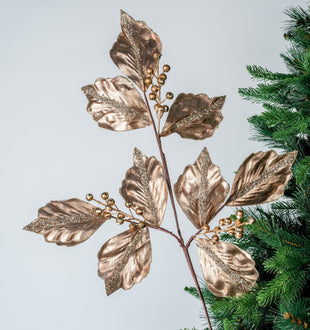 Rose Gold Festive Foliage Pick with Berries - Set of 6 - ironyhome