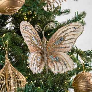 Rose Gold Velvet Butterfly Clip - on Ornament - ironyhome