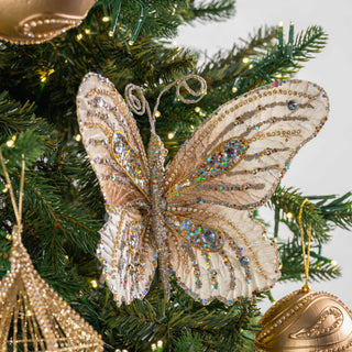 Rose Gold Velvet Butterfly Clip - on Ornament - ironyhome
