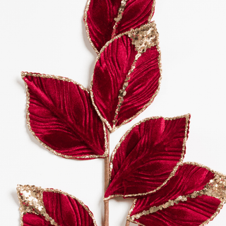 Royal Burgundy Leaf Pick with Champagne Glitter - Irony Home