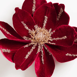 Royal Burgundy Magnolia Flower Pick - Irony Home