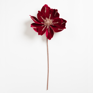 Royal Burgundy Magnolia Flower Pick - Irony Home