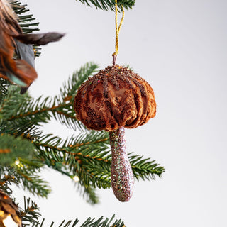 Rustic Bronze Velvet Mushroom Ornament - ironyhome