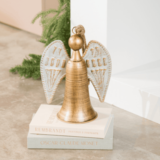 Rustic Metal Angel Bell with Jute Hanger - Irony Home