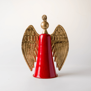 Rustic Metal Angel Bell with Jute Hanger - Irony Home
