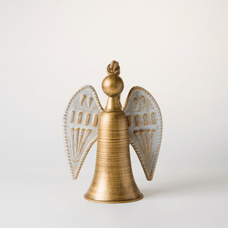 Rustic Metal Angel Bell with Jute Hanger - Irony Home