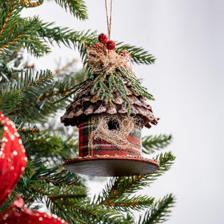 Rustic Snowy Birdhouse Ornament - ironyhome