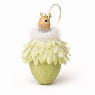 Sage Green Petal & Feather Bunny Egg Ornaments - ironyhome