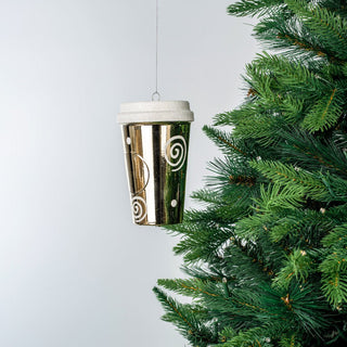 Shiny Champagne & White Glitter Coffee Cup Ornament - ironyhome