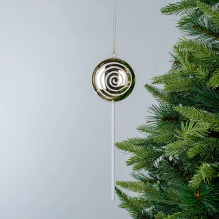 Shiny Champagne & White Glitter Lollipop Ornament - ironyhome