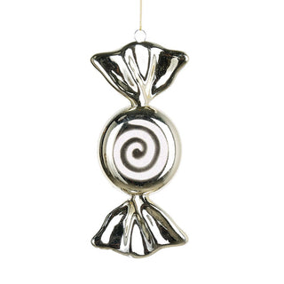 Shiny Champagne & White Glitter Swirl Candy Ornament - ironyhome