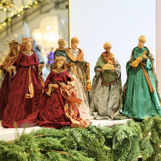 Silent Night Burgundy & Gold Nativity Set - ironyhome