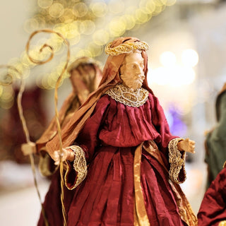 Silent Night Burgundy & Gold Nativity Set - ironyhome