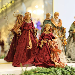 Silent Night Burgundy & Gold Nativity Set - ironyhome