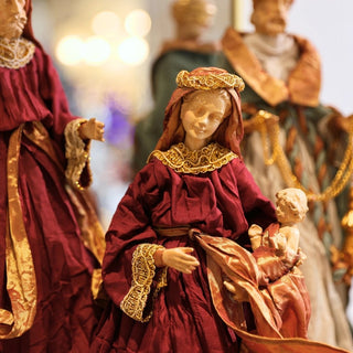 Silent Night Burgundy & Gold Nativity Set - ironyhome