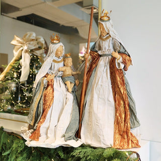 Silent Night Nativity Set in Blue, Gold & White - ironyhome