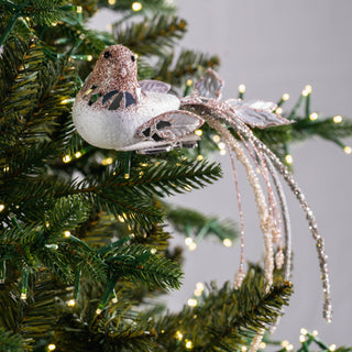 Silver And White Bird Clip - On Ornament - ironyhome