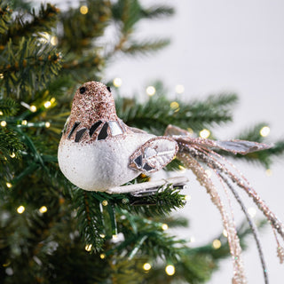 Silver And White Bird Clip - On Ornament - ironyhome