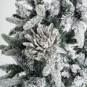 Silver Glitter Dahlia Flower Ornament