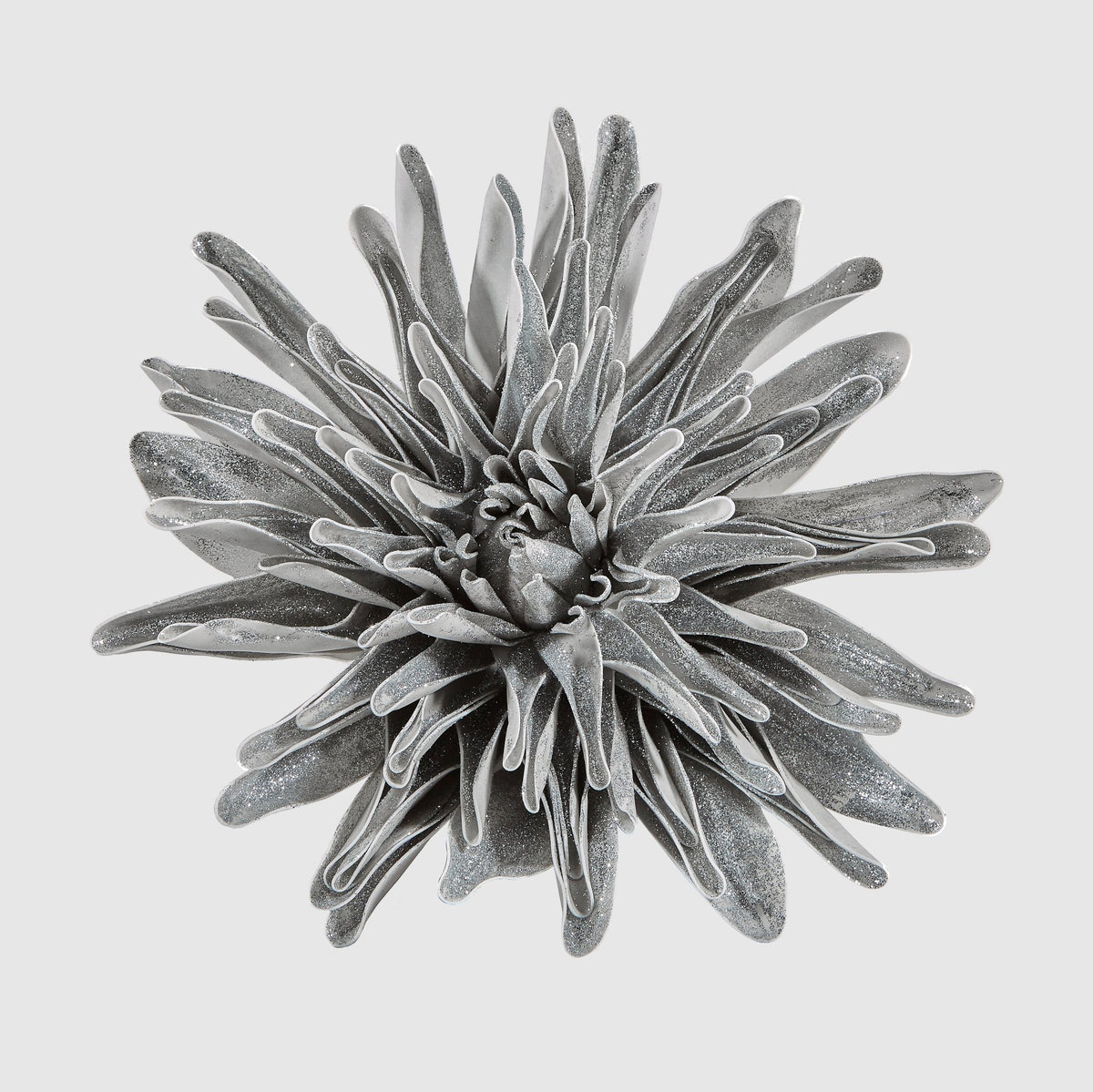 Silver Glitter Dahlia Flower Ornament