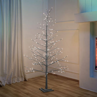 Silver Glitter Porch Tree With Twinkling LED Lights - ironyhome