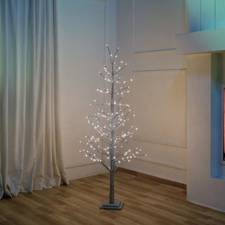 Silver Glitter Porch Tree With Twinkling LED Lights - ironyhome