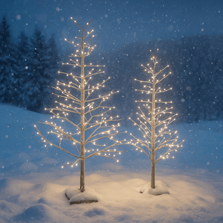 Silver Glitter Porch Tree With Twinkling LED Lights - ironyhome