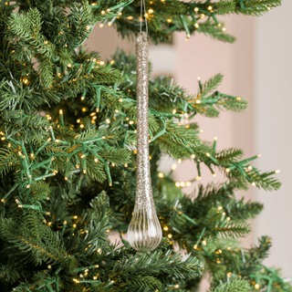 Silver Glittered Drop Ornament - Irony Home