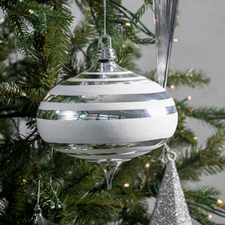 Silver Mirror & White Swirl Onion Ornament - Irony Home
