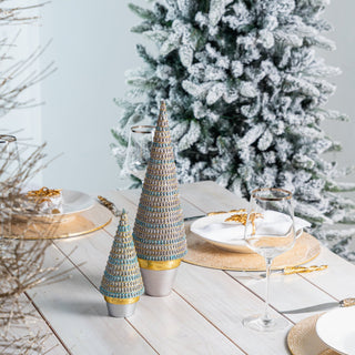 Silver & Sky Blue Pot Base Cone Tree Table Top - ironyhome