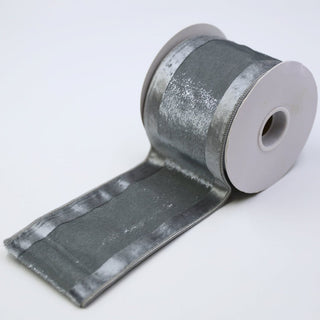 Silver Tinsel Jacquard Ribbon with Velvet Trim - ironyhome