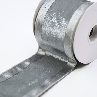 Silver Tinsel Jacquard Ribbon with Velvet Trim - ironyhome