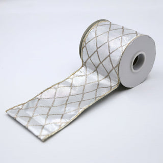 Silver Velvet Ribbon with Gold Lattice - ironyhome