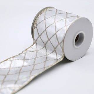 Silver Velvet Ribbon with Gold Lattice - ironyhome