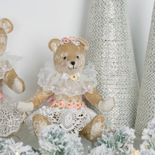 Sitting Ballerina Velvet Bear - ironyhome