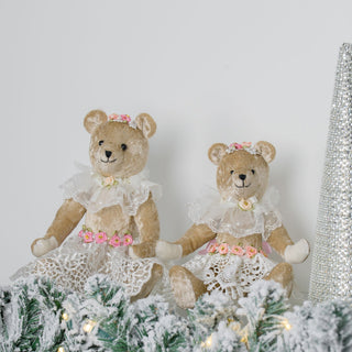 Sitting Ballerina Velvet Bear - ironyhome