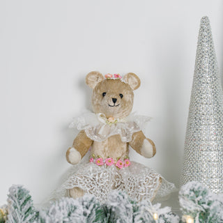 Sitting Ballerina Velvet Bear - ironyhome