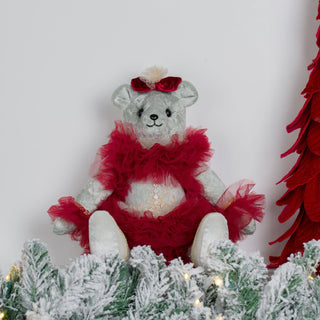 Sitting Mint Green Ballerina Velvet Bear - ironyhome