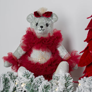 Sitting Mint Green Ballerina Velvet Bear - ironyhome