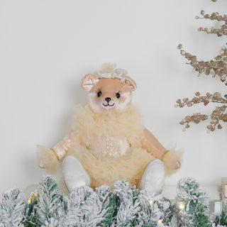 Sitting Rose Ballerina Velvet Bear - ironyhome