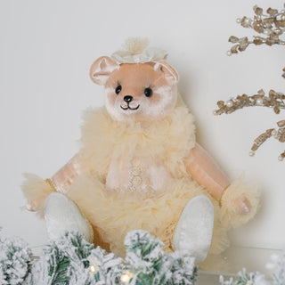Sitting Rose Ballerina Velvet Bear - ironyhome
