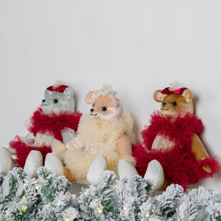 Sitting Rose Ballerina Velvet Bear - ironyhome