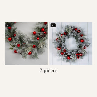 Snowberry Flocked Red Berry & Pinecone Entryway Set - Irony Home