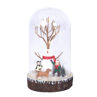 Snowman Scene Glass Cloche Table Top - ironyhome